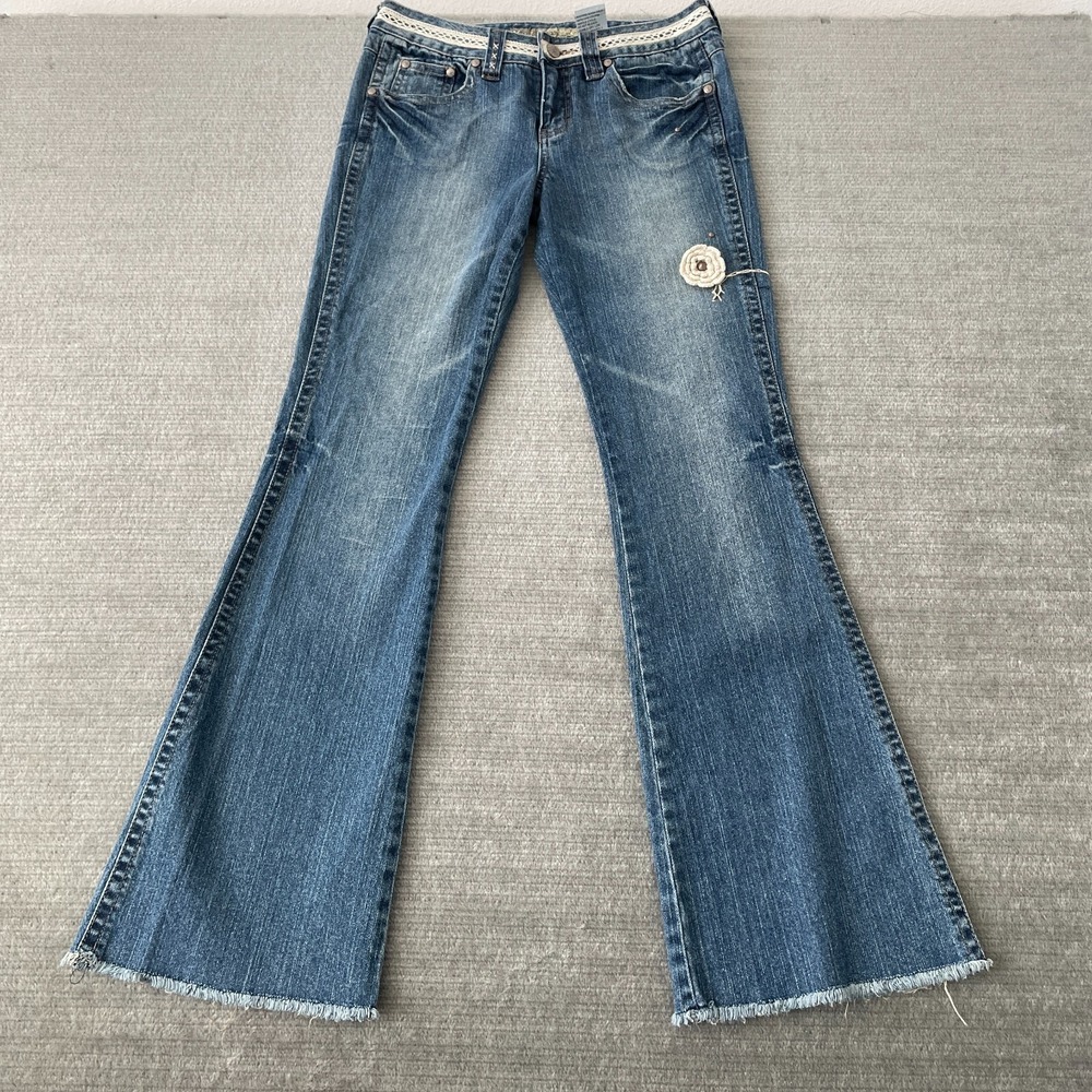 Vintage Mudd Jeans Womens‎ 7 M Wash Flare Leg Low Rise Hippie Grunge Crochet Y2K